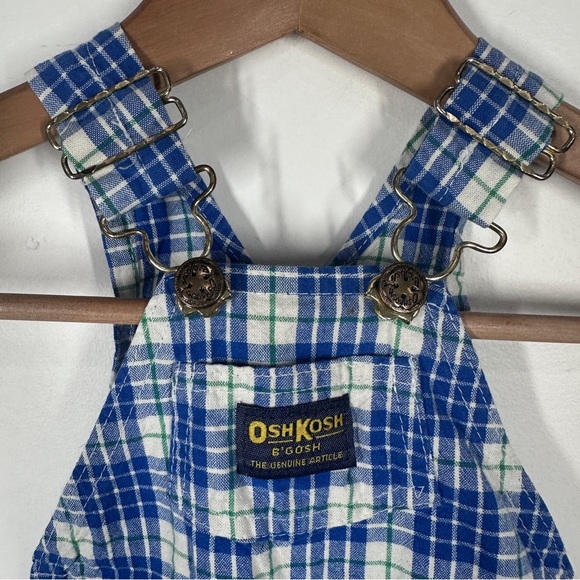 Vintage Osh Kosh B’Gosh Plaid Overalls Size 6-9 Months Cotton Made in USA - Picture 2 of 8
